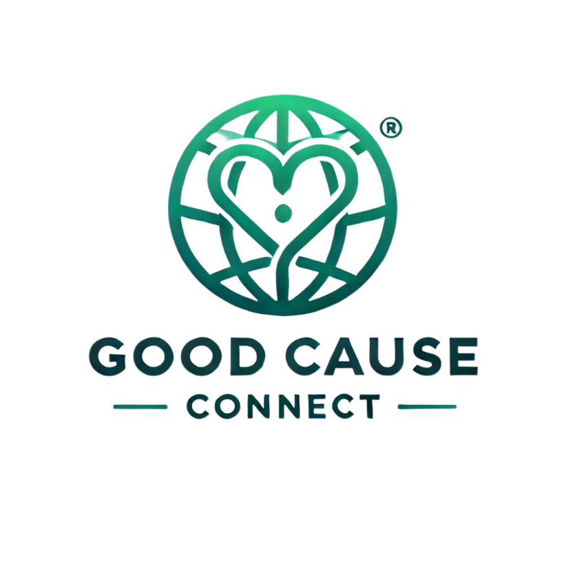 dall·e 2024 12 03 18,28,12 a modern and inviting logo for a business called 'good cause connect,' the logo features a sleek, interconnected heart and globe design symbolizing gl processed